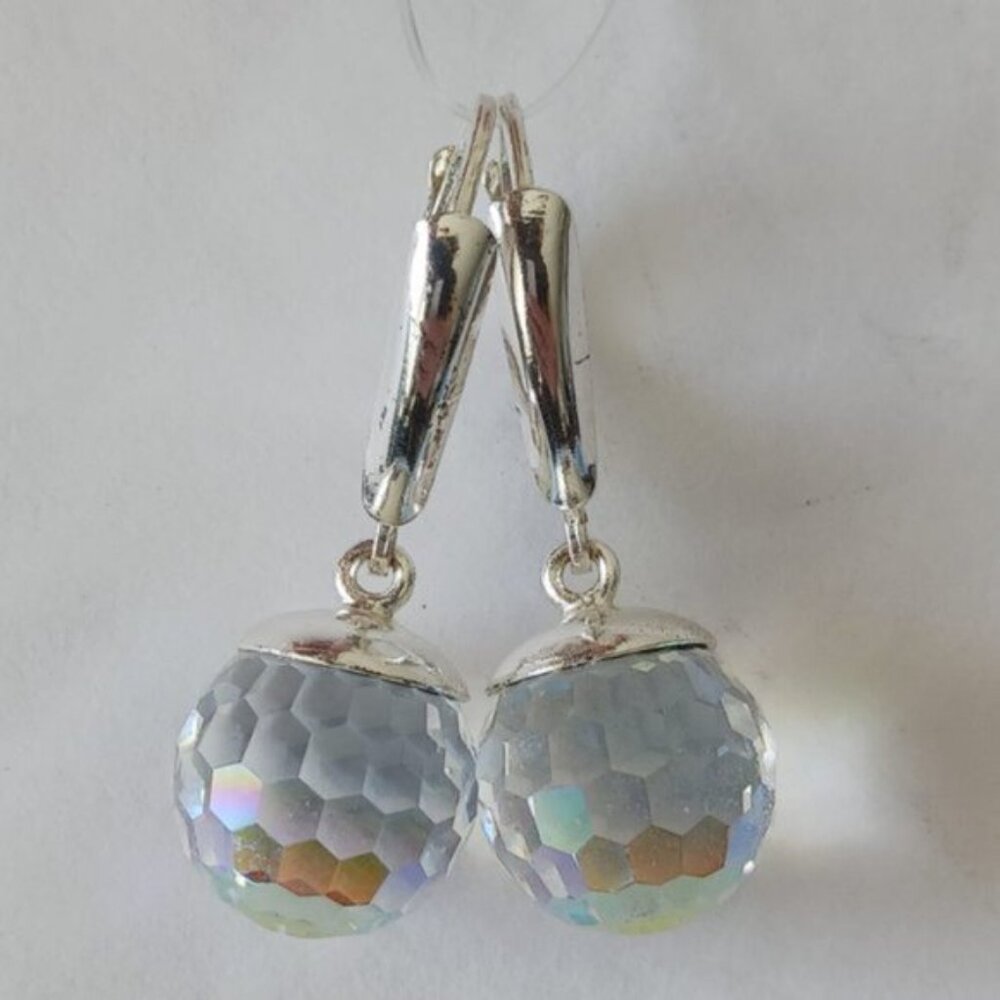 925 Sterling Silver Drop Earrings w Crystallized Ball Swarovski Elements